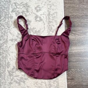 Abercrombie & Fitch Elegant Burgundy Satin Tank Top